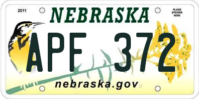 NE license plate APF372