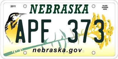 NE license plate APF373