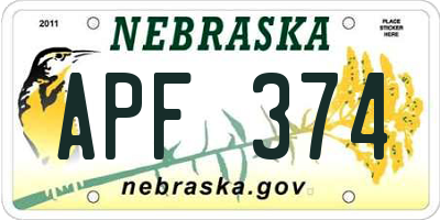 NE license plate APF374