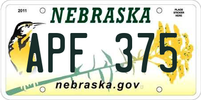 NE license plate APF375