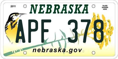 NE license plate APF378