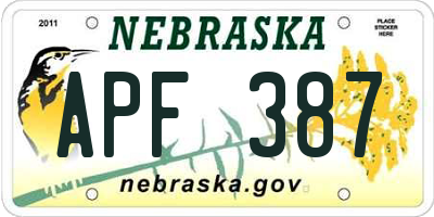 NE license plate APF387