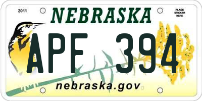 NE license plate APF394