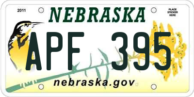 NE license plate APF395