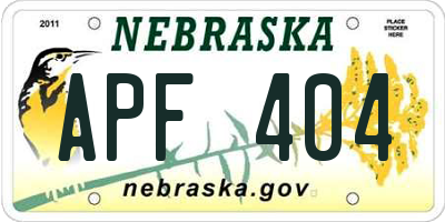 NE license plate APF404
