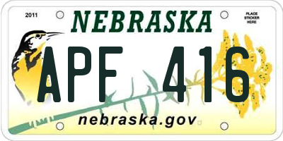 NE license plate APF416