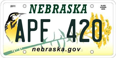 NE license plate APF420