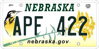 NE license plate APF422