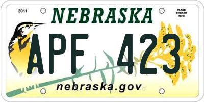 NE license plate APF423