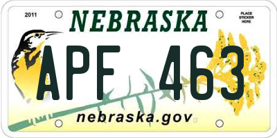 NE license plate APF463