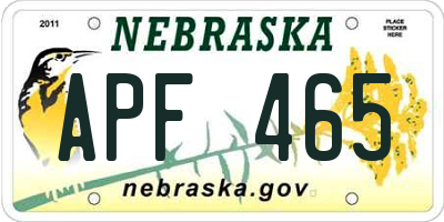 NE license plate APF465