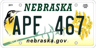 NE license plate APF467