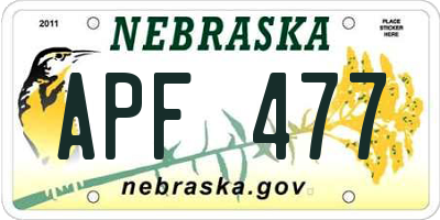 NE license plate APF477
