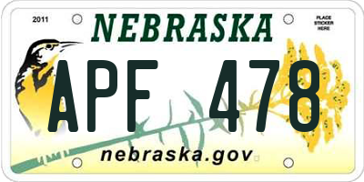 NE license plate APF478