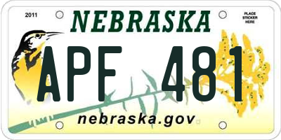 NE license plate APF481