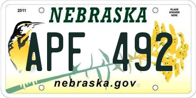 NE license plate APF492