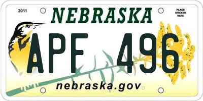 NE license plate APF496