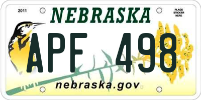 NE license plate APF498