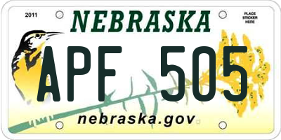 NE license plate APF505