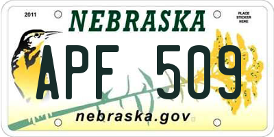 NE license plate APF509