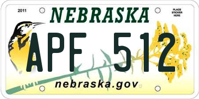 NE license plate APF512