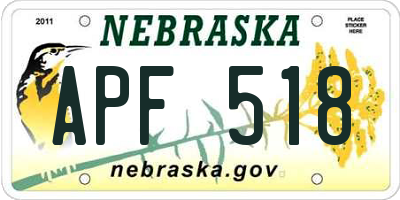 NE license plate APF518