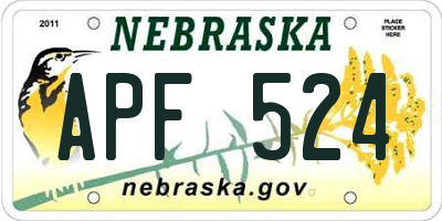 NE license plate APF524