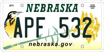NE license plate APF532