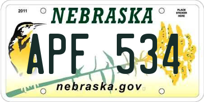 NE license plate APF534