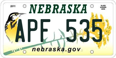 NE license plate APF535