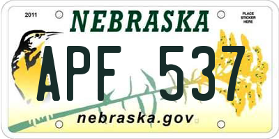 NE license plate APF537