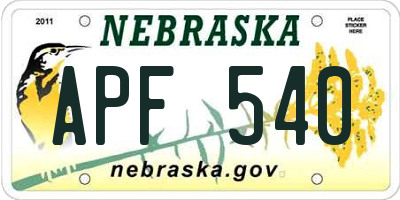 NE license plate APF540