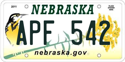 NE license plate APF542