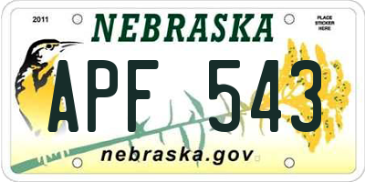 NE license plate APF543