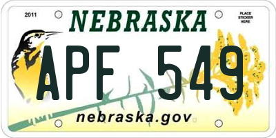 NE license plate APF549