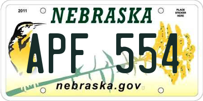 NE license plate APF554