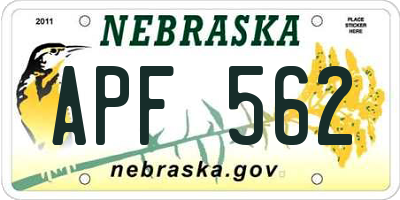 NE license plate APF562