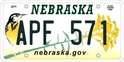 NE license plate APF571