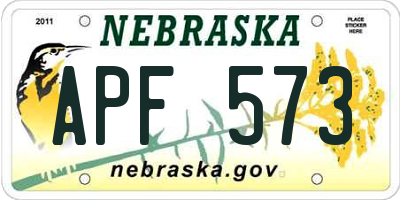 NE license plate APF573