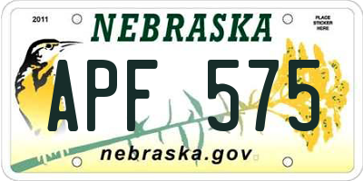 NE license plate APF575