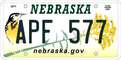 NE license plate APF577