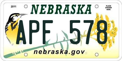 NE license plate APF578