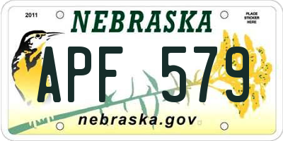 NE license plate APF579