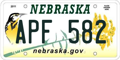 NE license plate APF582