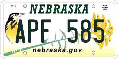 NE license plate APF585