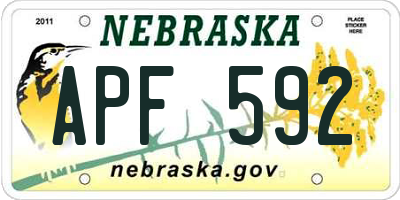 NE license plate APF592