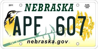 NE license plate APF607