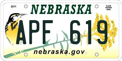 NE license plate APF619
