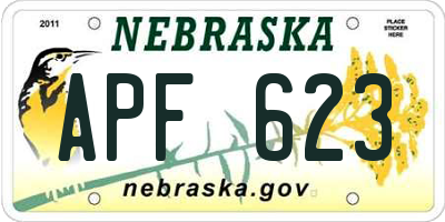NE license plate APF623