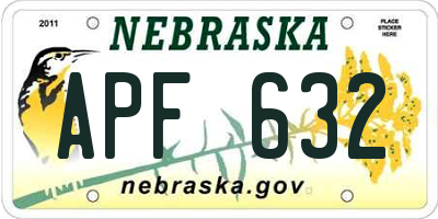 NE license plate APF632